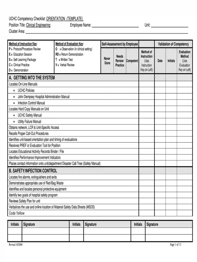 competency checklist template Preview on Page 1