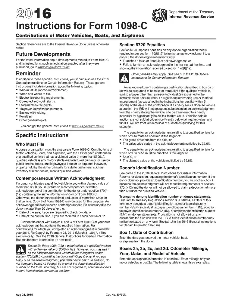 irs form 1098 c instructions 2016 Preview on Page 1