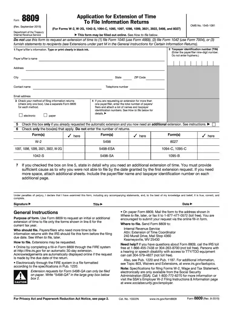 2015 8809 form Preview on Page 1