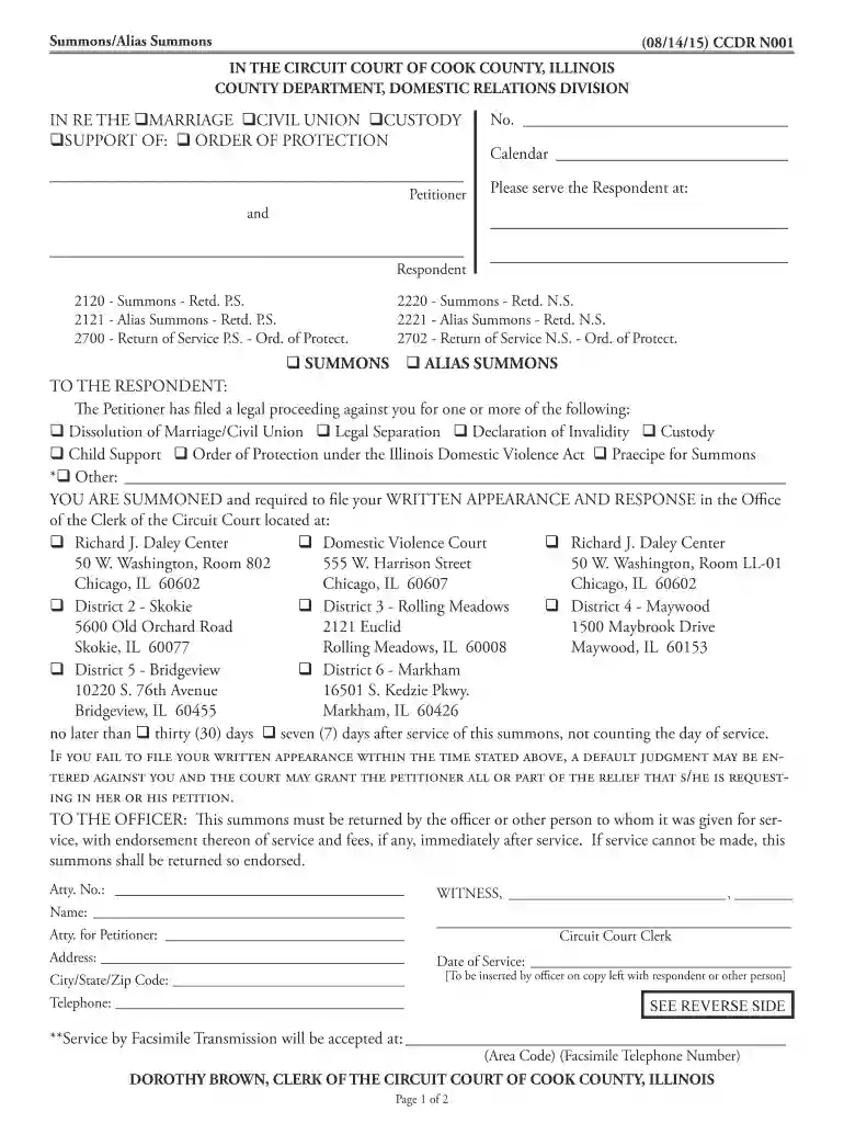 illinois alias summons Preview on Page 1