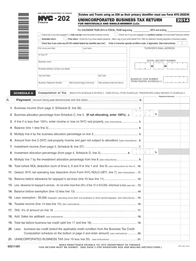 nyc 202 2014 form Preview on Page 1