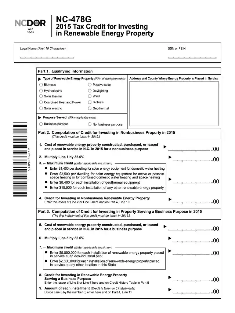 nc 478g 2015 form Preview on Page 1
