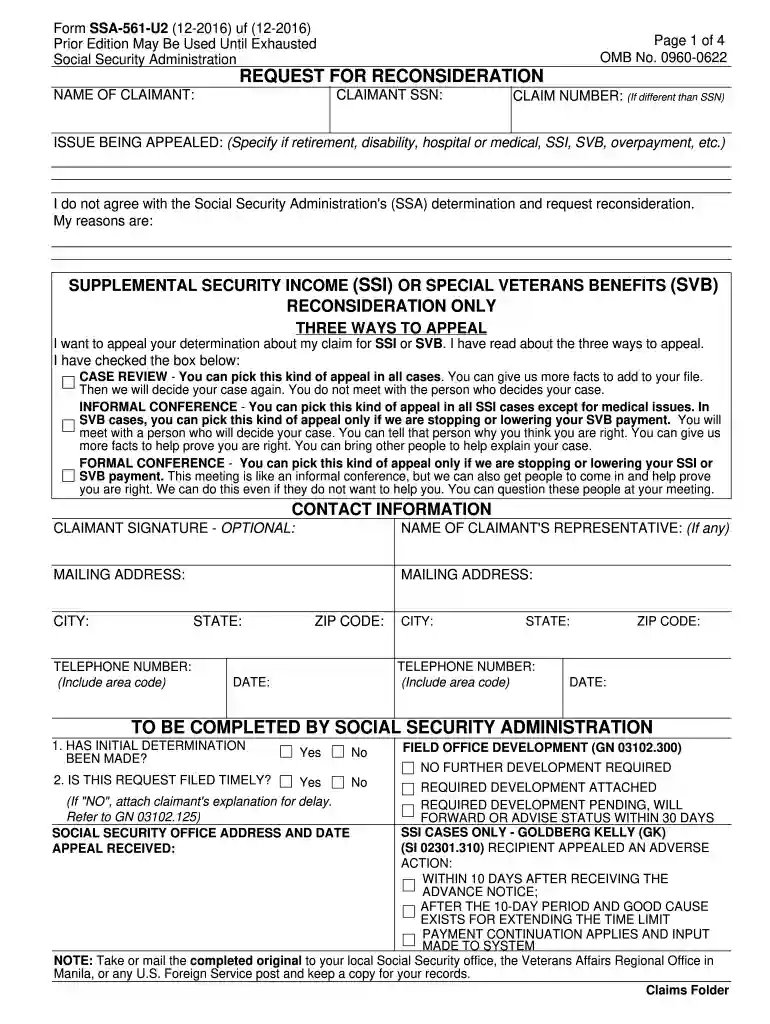 ssa 561 2015 form Preview on Page 1