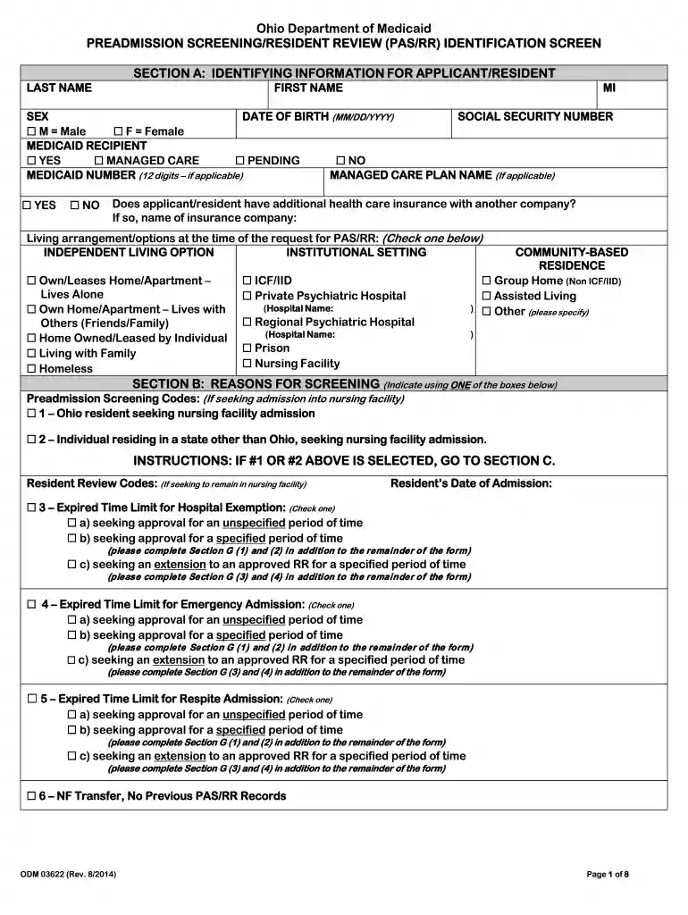 ohio pasrr form Preview on Page 1