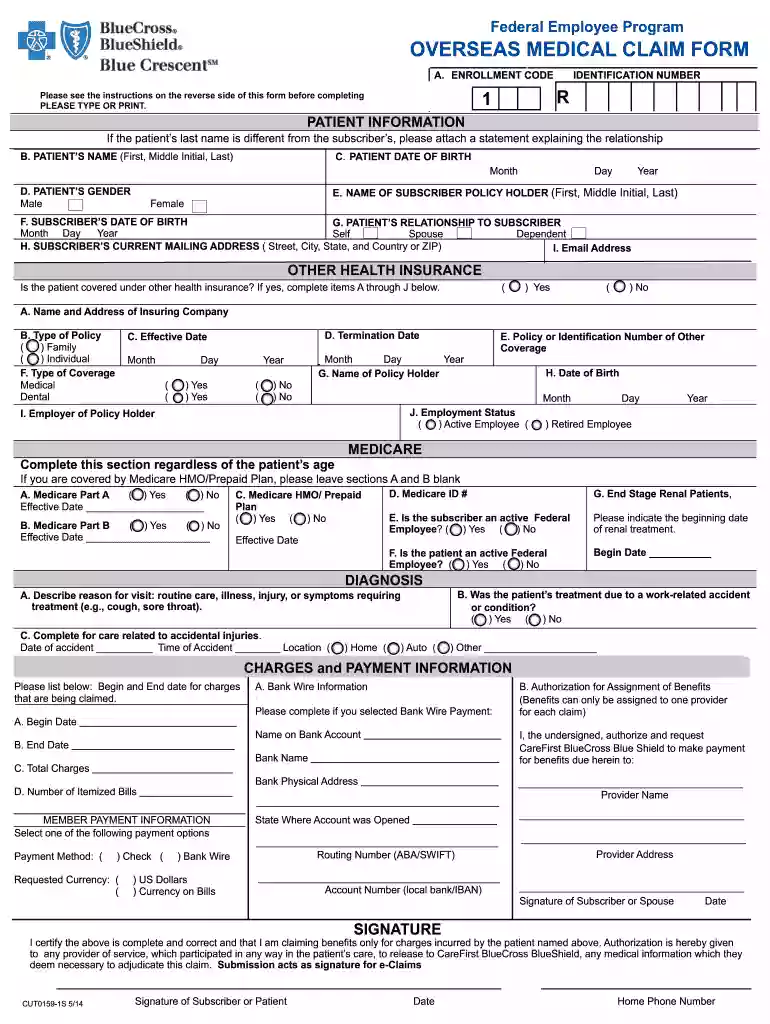 fep overseas claim form Preview on Page 1