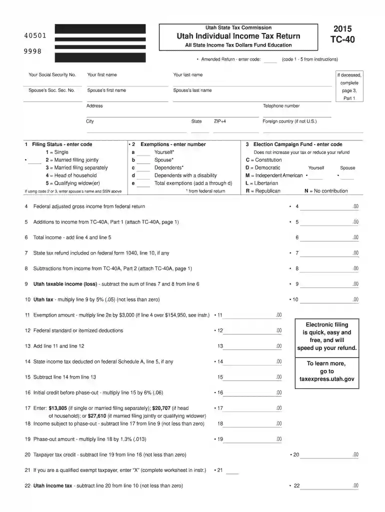 tc 40 2015 form Preview on Page 1