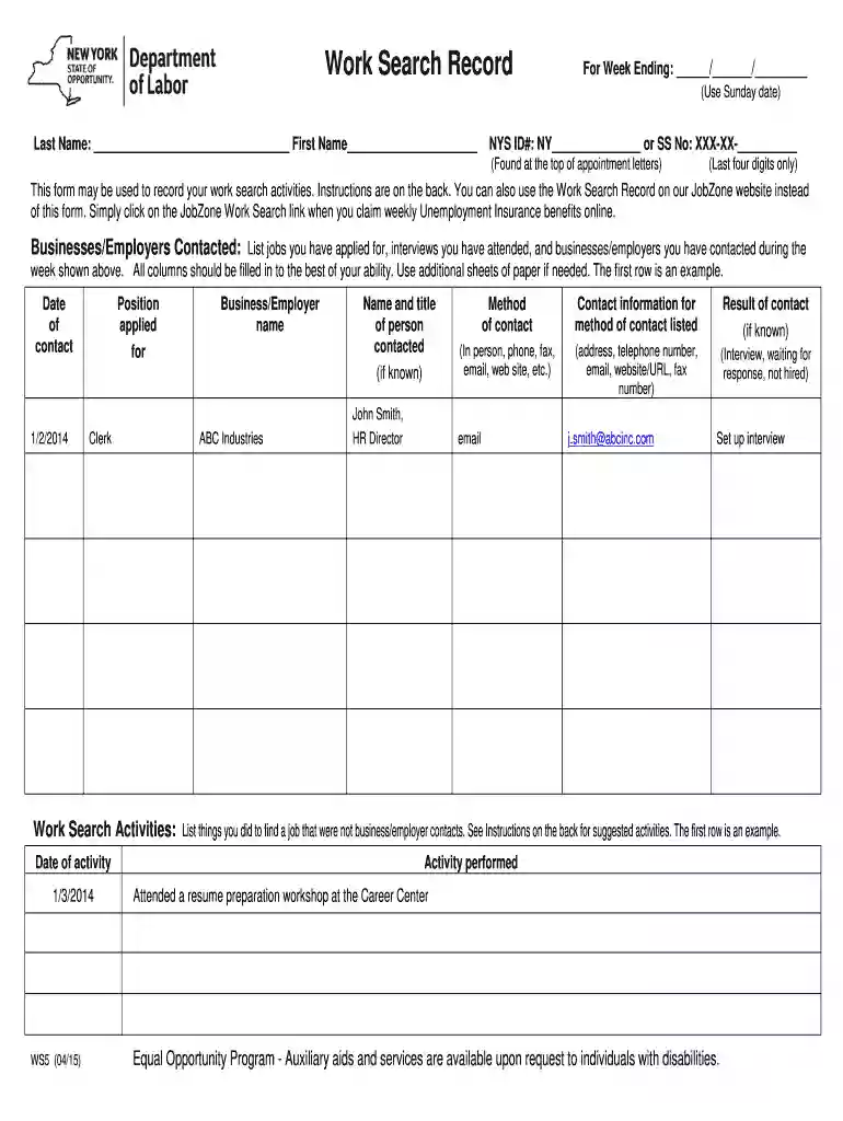 new york unemployment work search record Preview on Page 1
