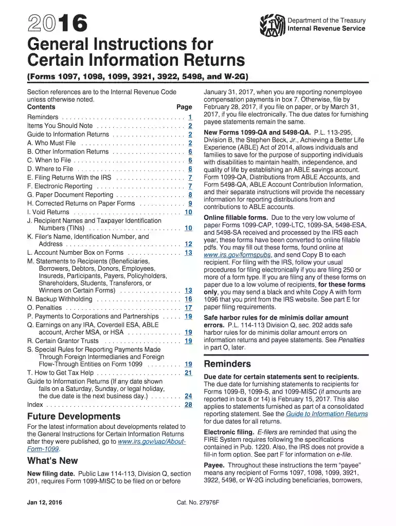 gen instr for certain info returns 2016 form Preview on Page 1