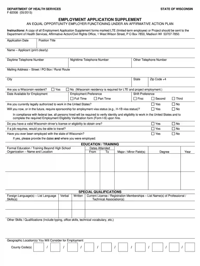 job application Preview on Page 1
