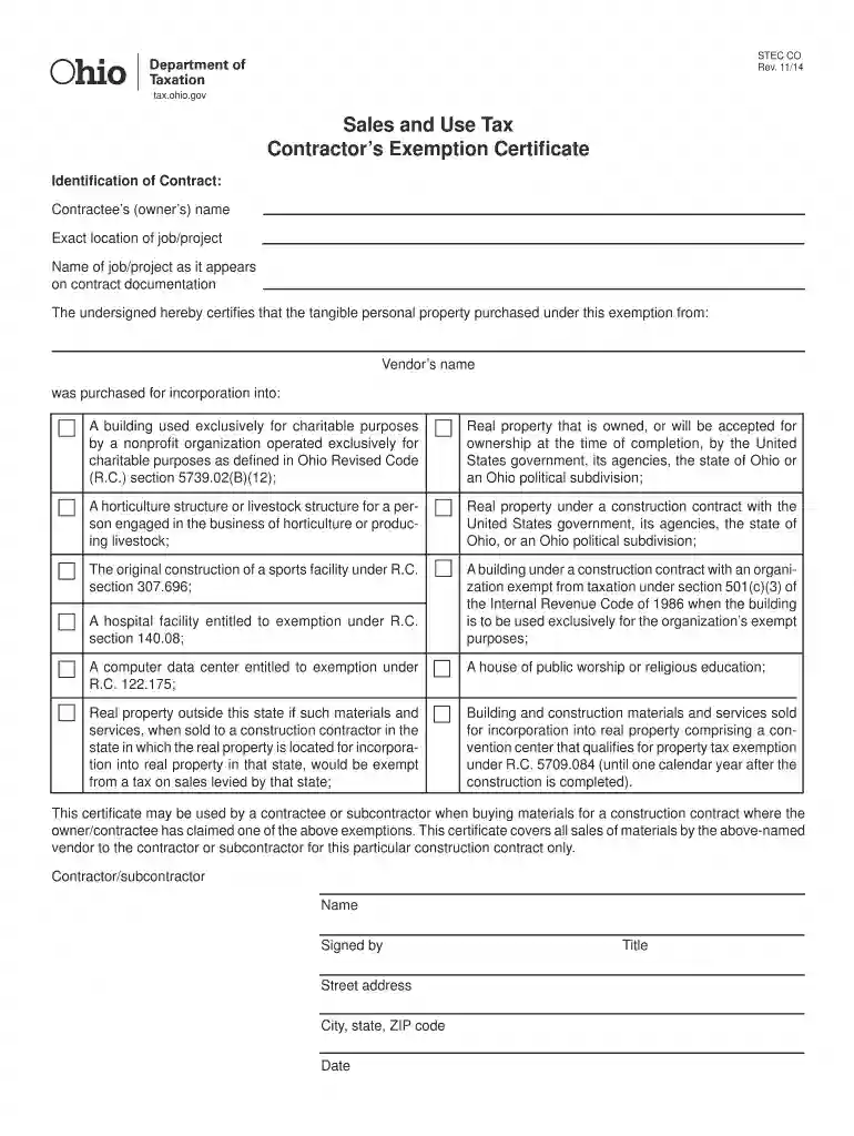 ohio tax exempt form example Preview on Page 1