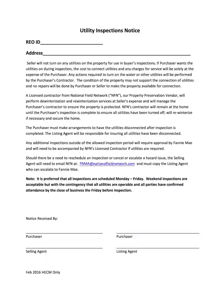 hecm utility inspection form Preview on Page 1