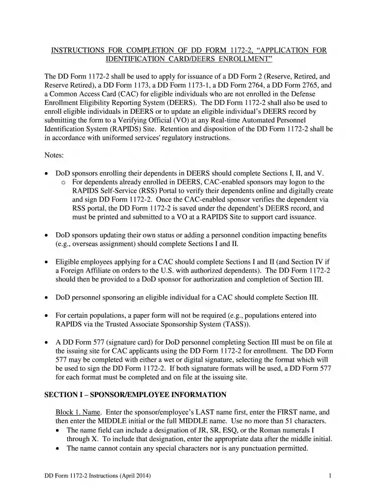 dd1172 2 instructions Preview on Page 1