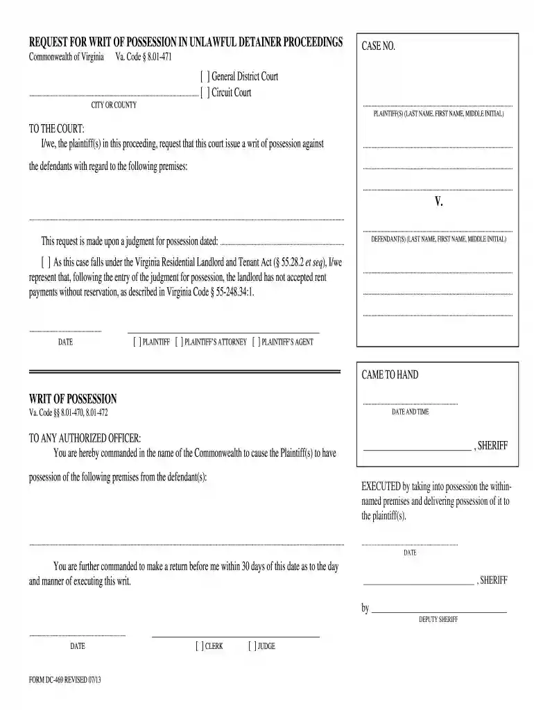 writ of possession maryland Preview on Page 1