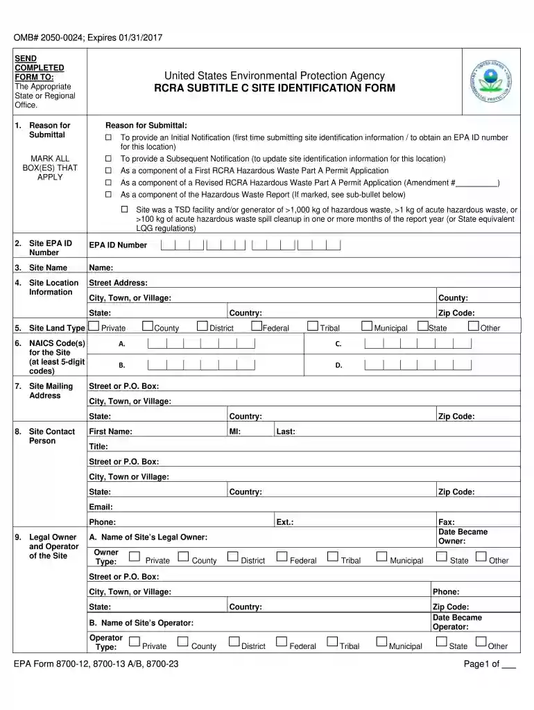 epa form 8700 12 Preview on Page 1