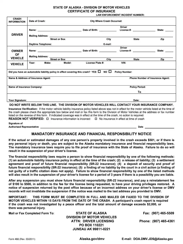 certificate of insurance alaska Preview on Page 1