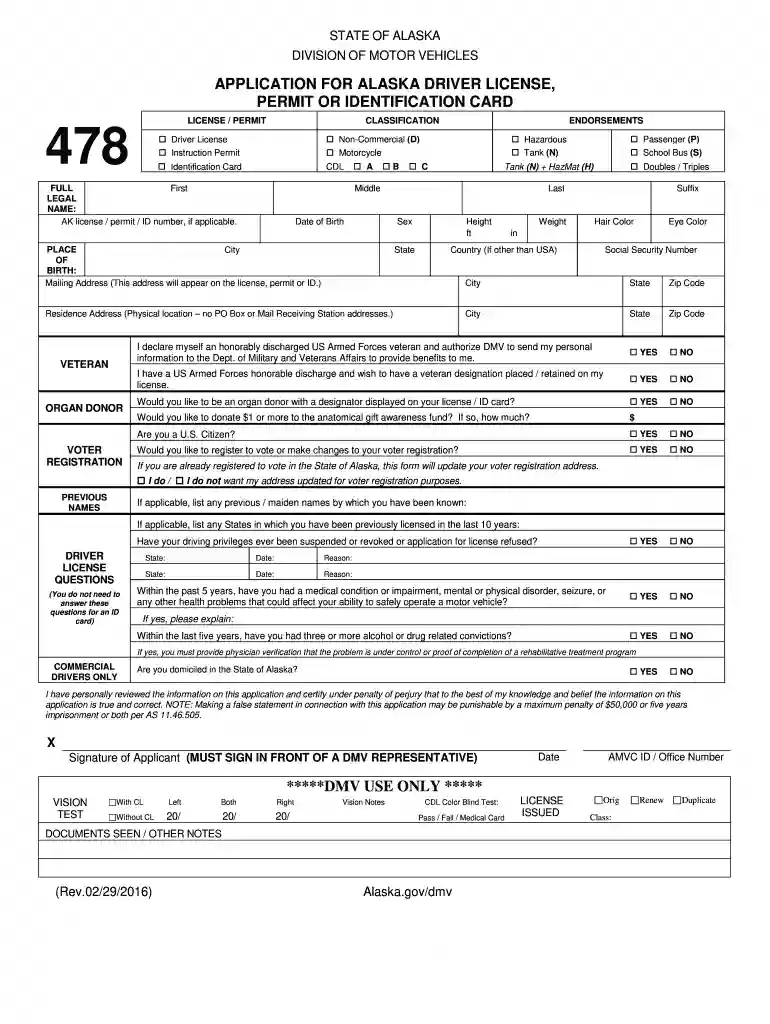 alaska real id application form Preview on Page 1