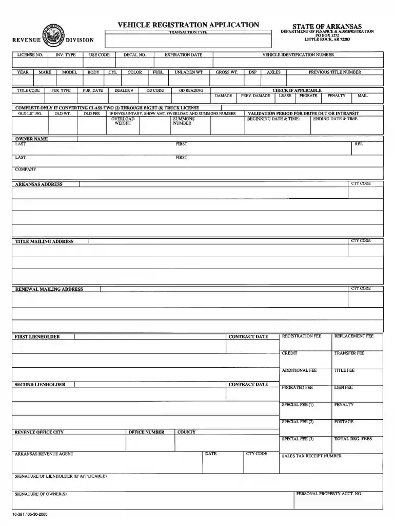 arkansas title application Preview on Page 1