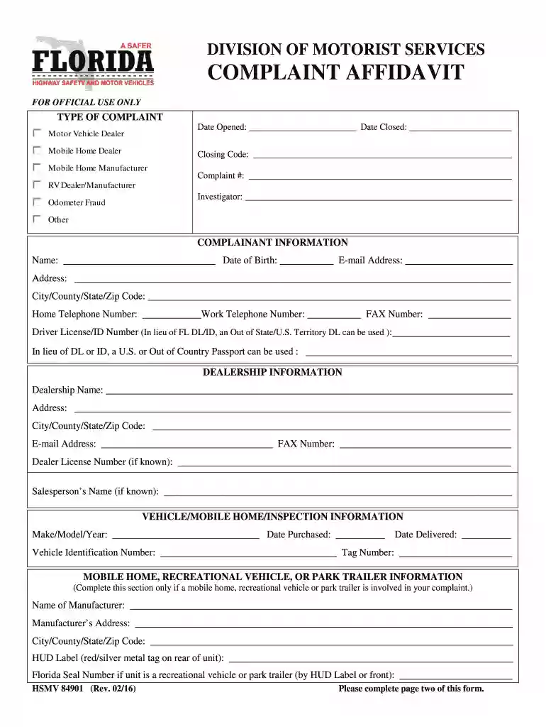 florida dmv affidavit form Preview on Page 1