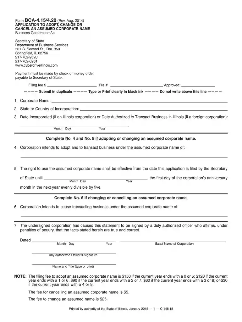 assumed name certificate illinois Preview on Page 1