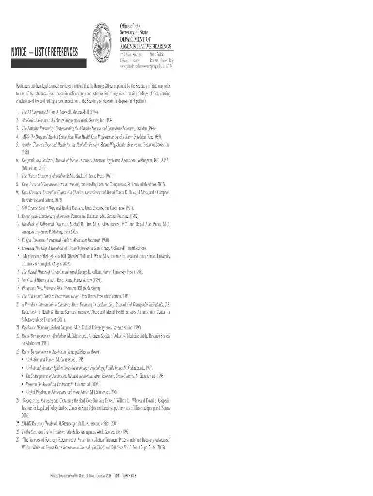 notice list of references notice - Illinois Secretary of State Preview on Page 1