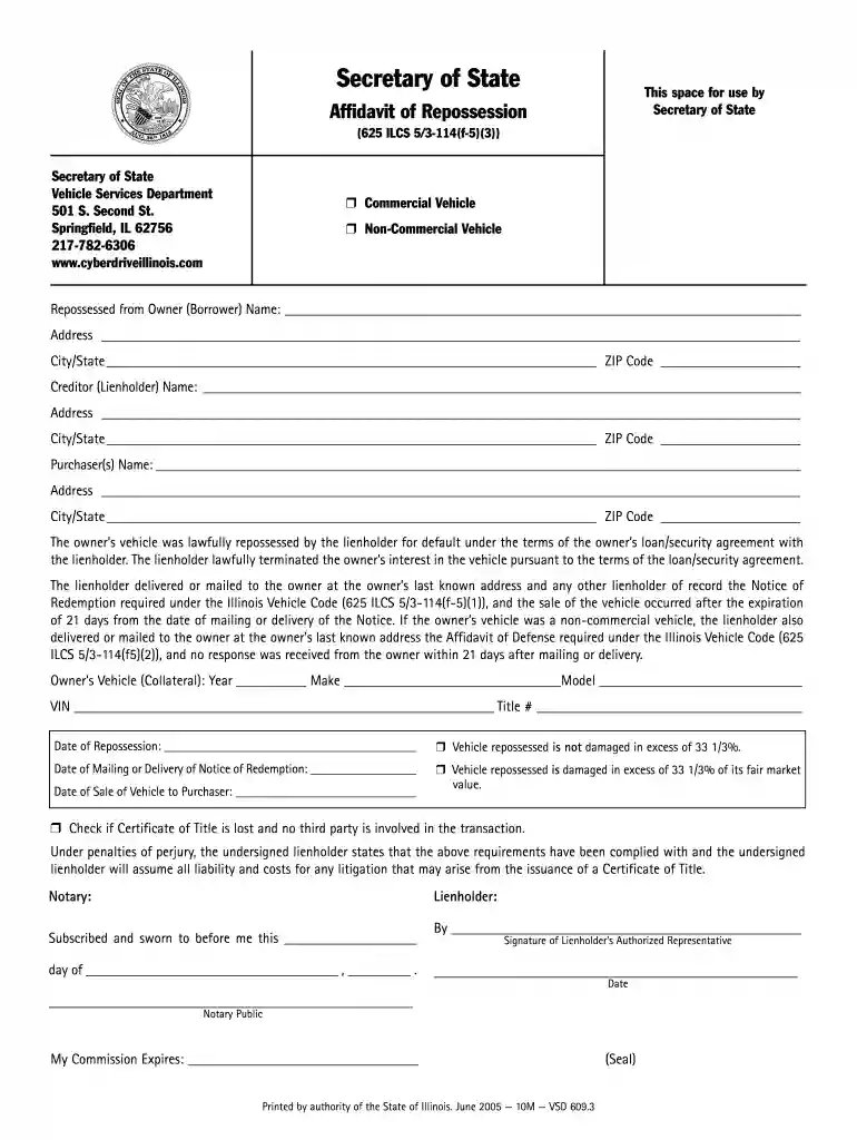 illinois repo affidavit Preview on Page 1