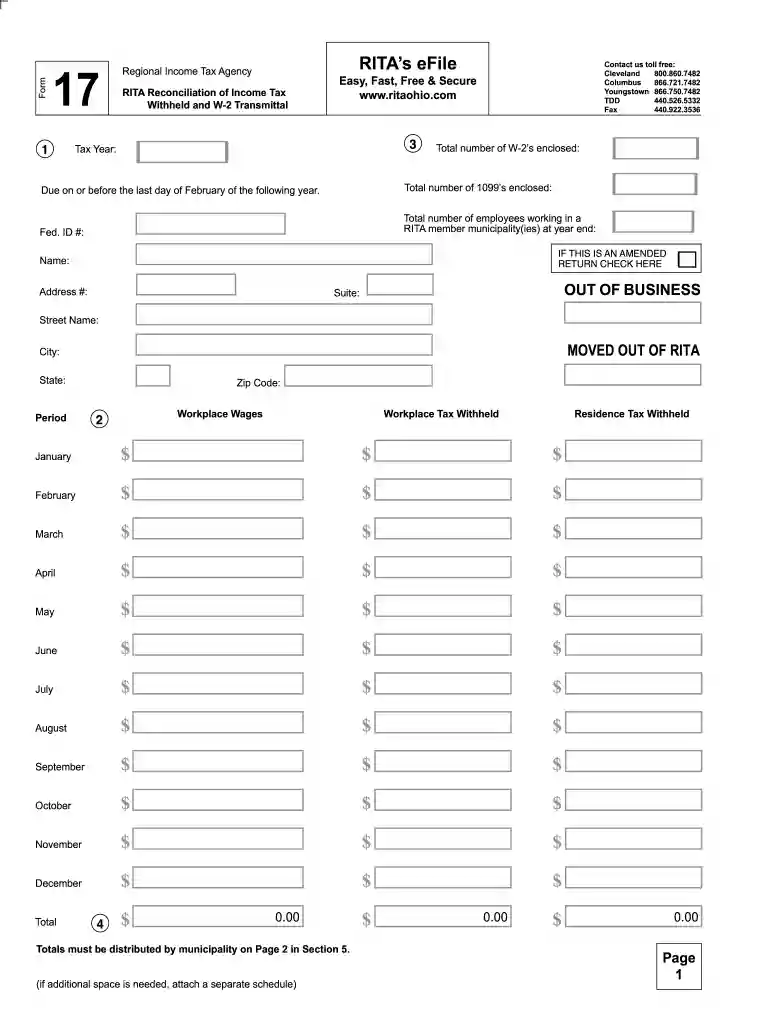 rita form 17 Preview on Page 1