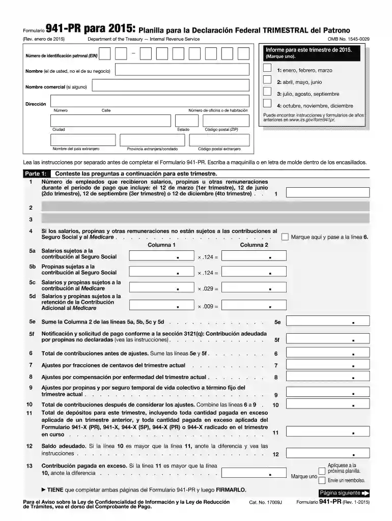 2015 941 pr form Preview on Page 1