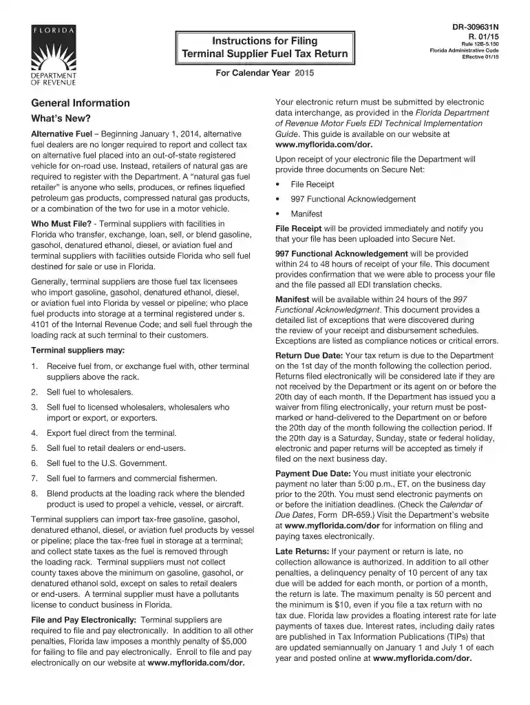 Form DR-309640 - Florida Department of Revenue Preview on Page 1