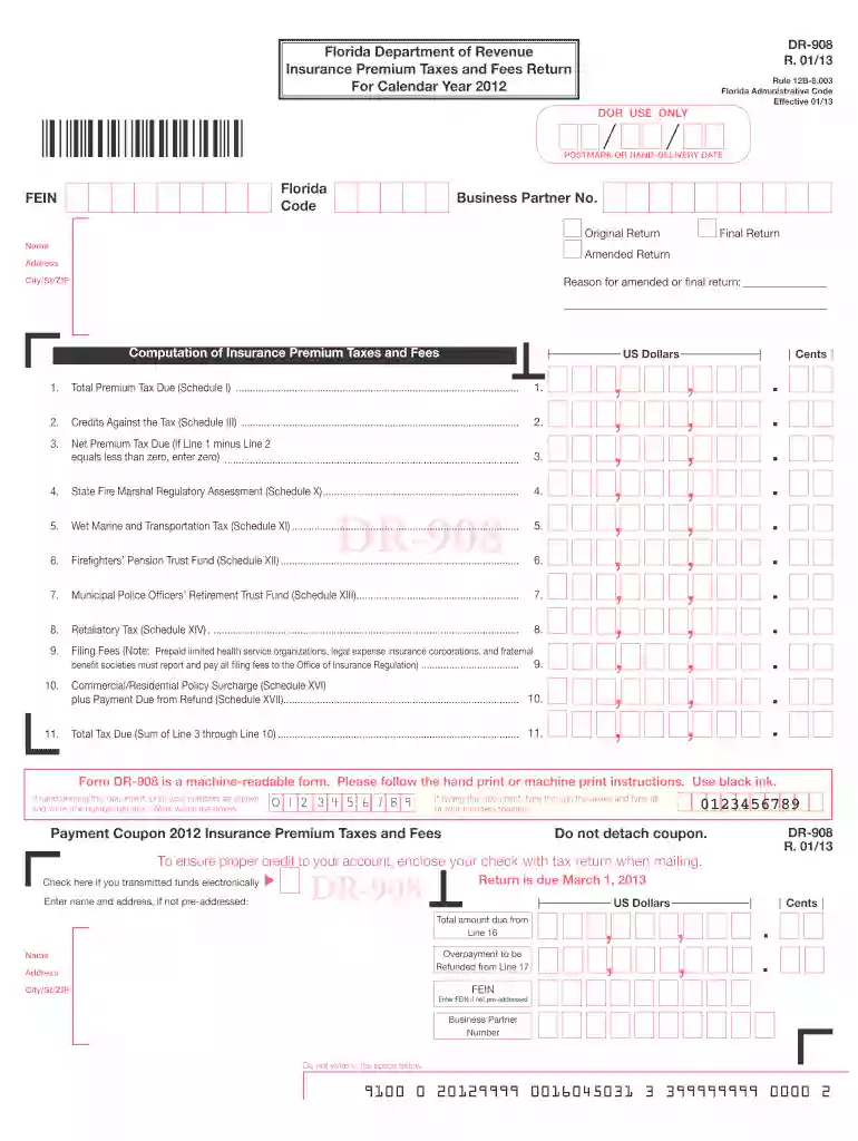 Form DR-908 Preview on Page 1