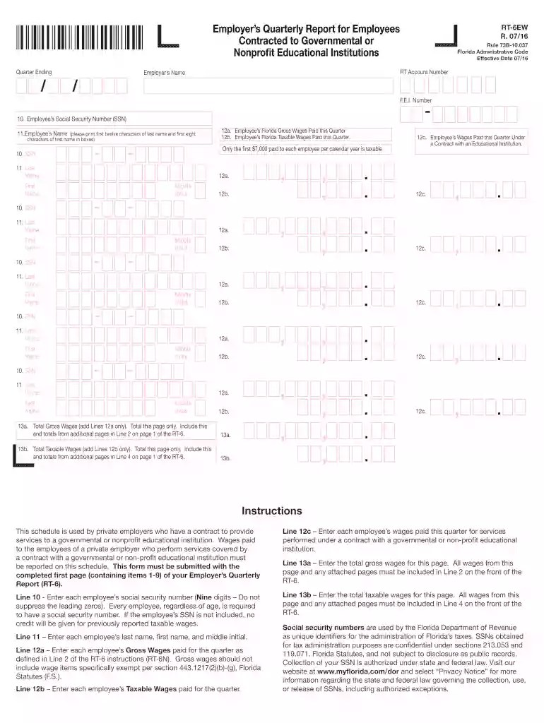 florida rt 6ew form Preview on Page 1