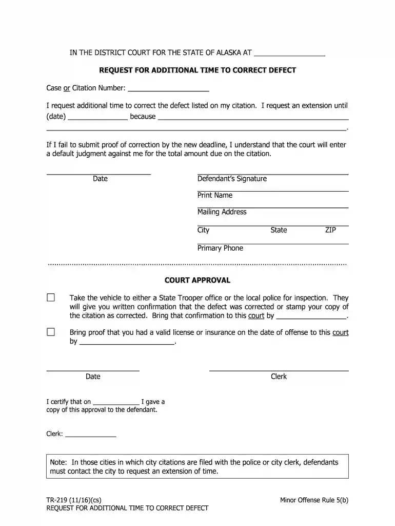 TR-219 - Alaska Court Records - State of Alaska Preview on Page 1