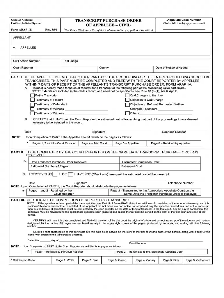 alabama transcript purchase order Preview on Page 1