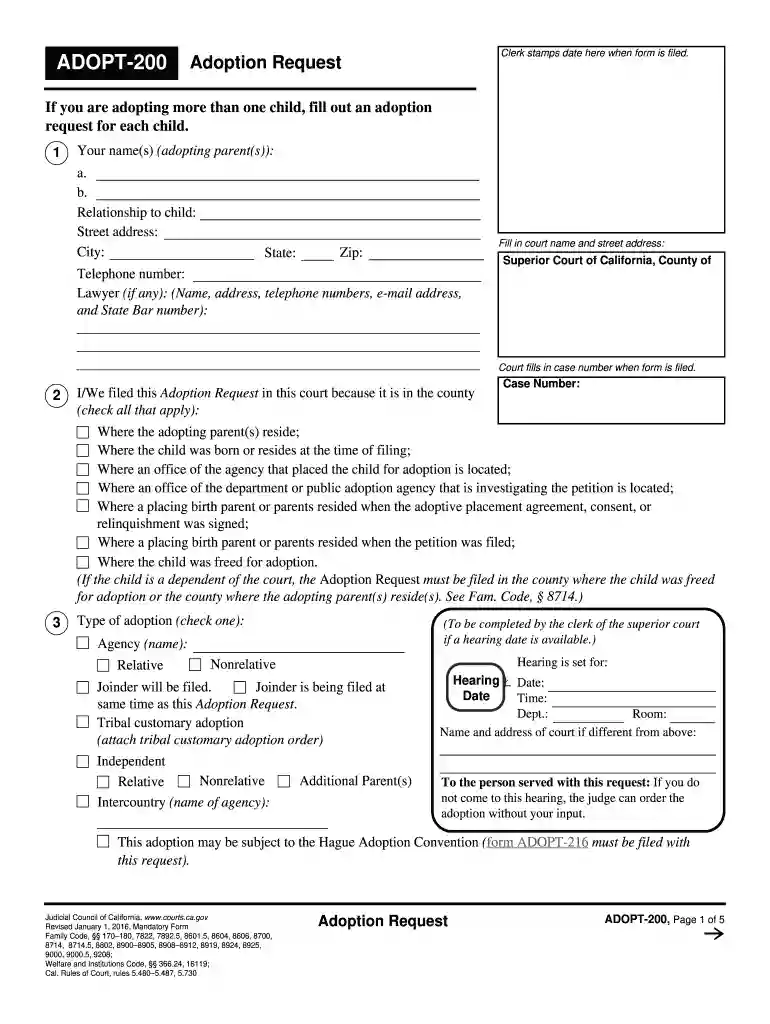 form adopt 200 2016 Preview on Page 1
