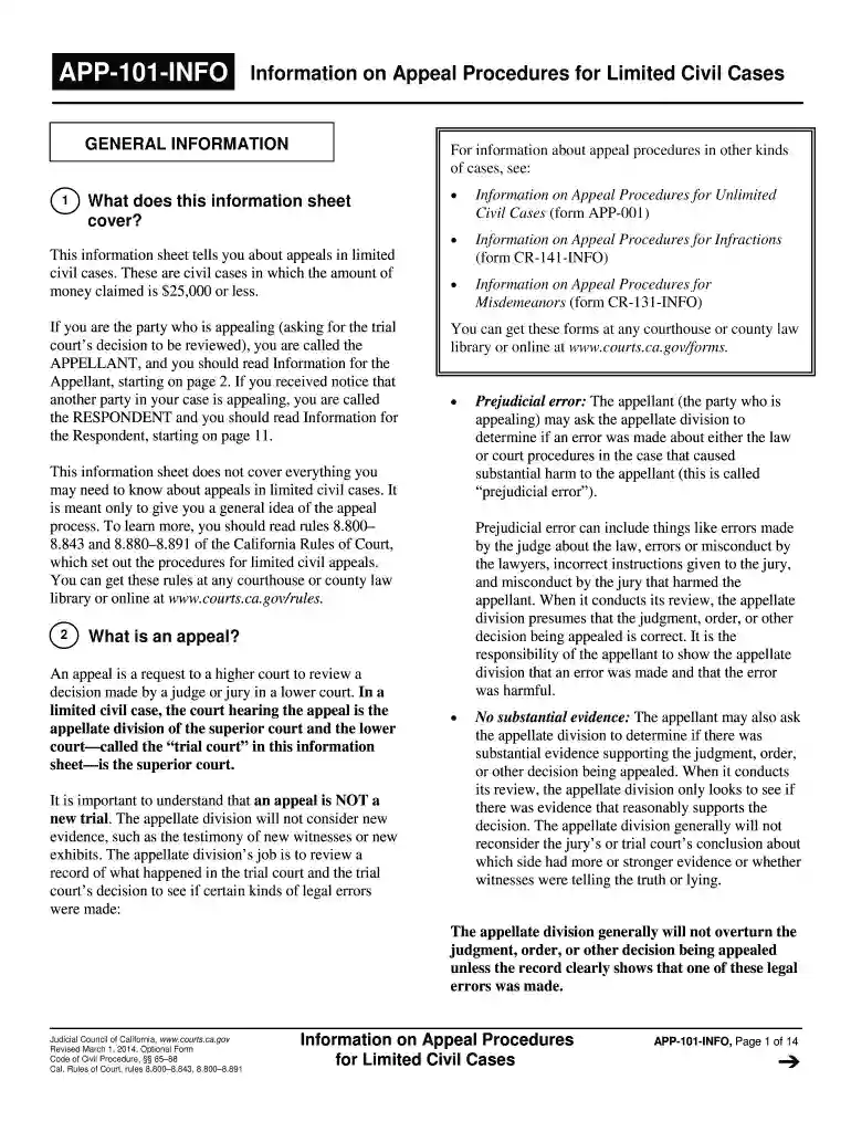 app 101 info 2014 form Preview on Page 1