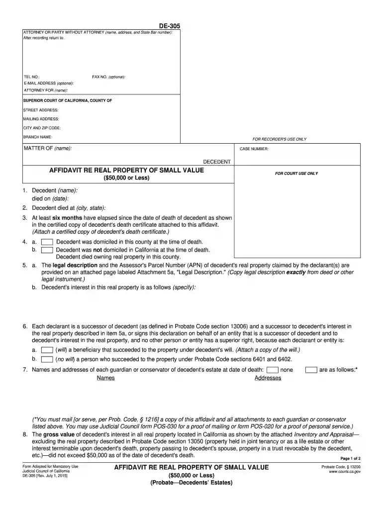 affidavit form california Preview on Page 1