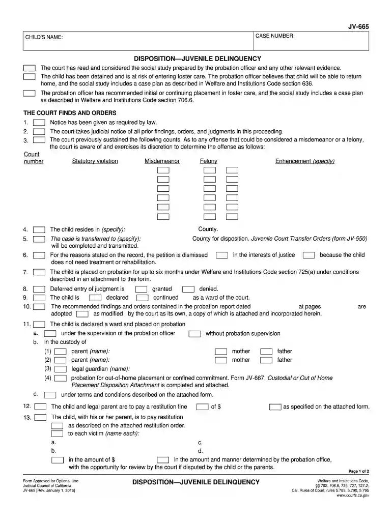 disposition juvenile california Preview on Page 1