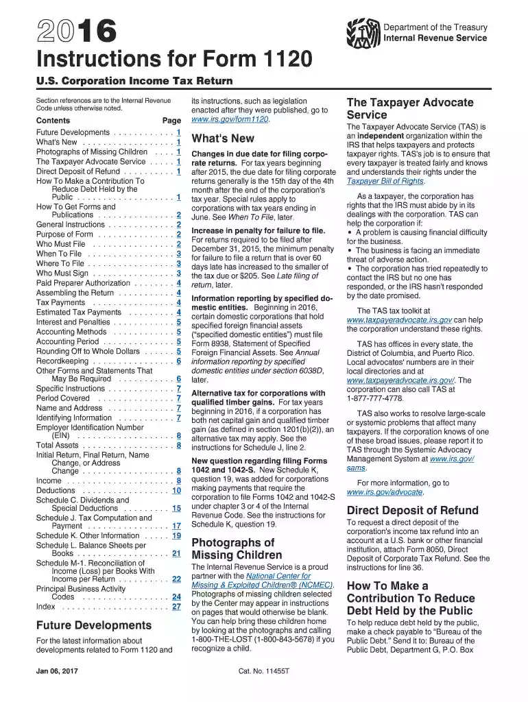 2016 form 1120 instructions Preview on Page 1