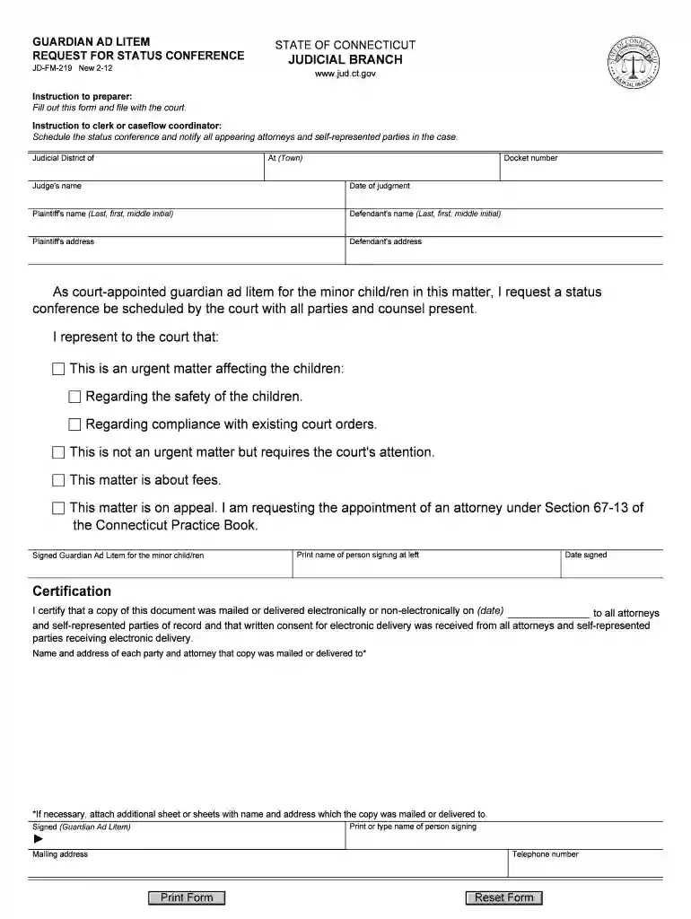 guardian ad litem request form Preview on Page 1