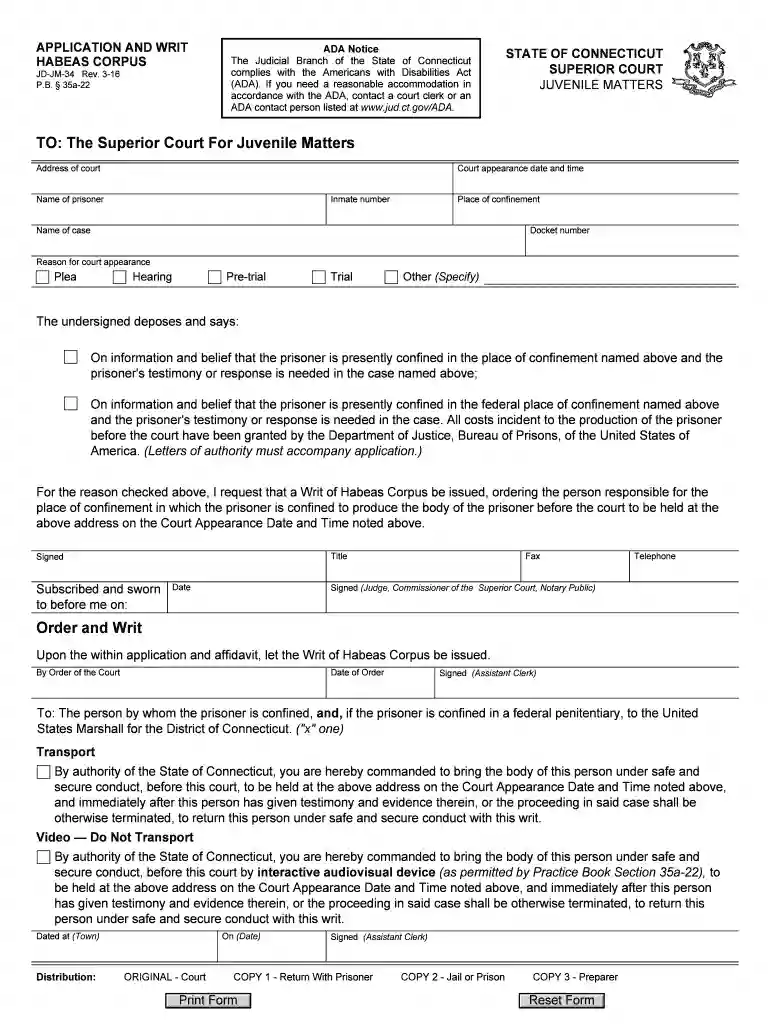 connecticut habeas corpus Preview on Page 1