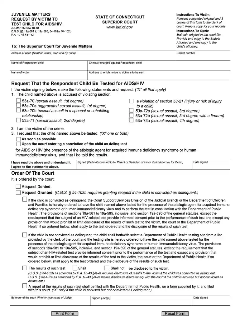juvenile victim aids hiv form Preview on Page 1