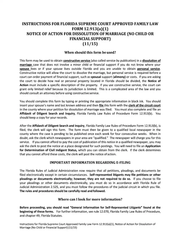 florida notice action form Preview on Page 1