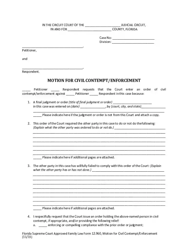 motion for contempt child support Preview on Page 1