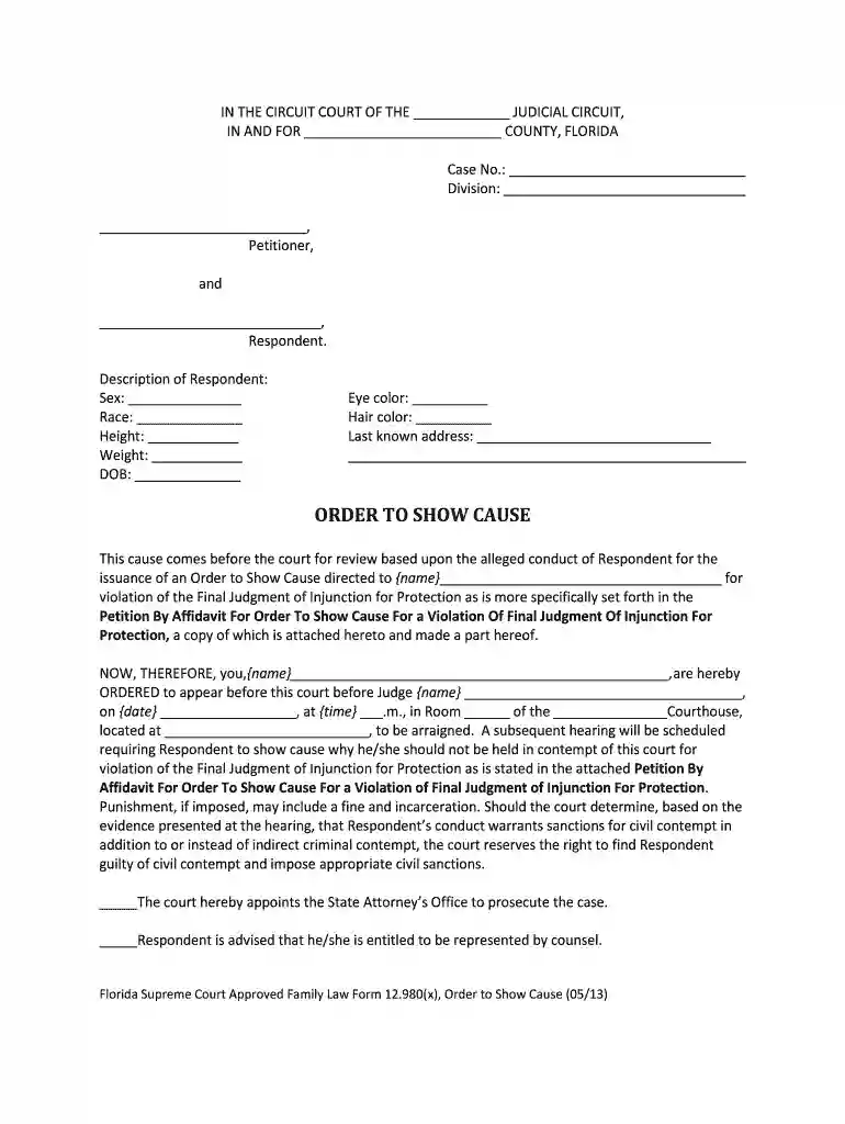 florida order show cause Preview on Page 1