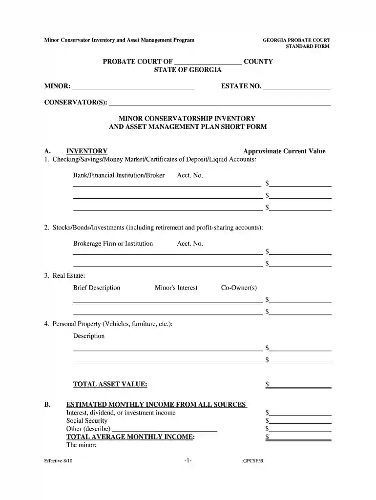 F:AOCFilesCourt ServicesJudicial LiaisonPROBATEStandard Forms10 FormsFinalGPSF10updates10gpcsf59 wpd Preview on Page 1