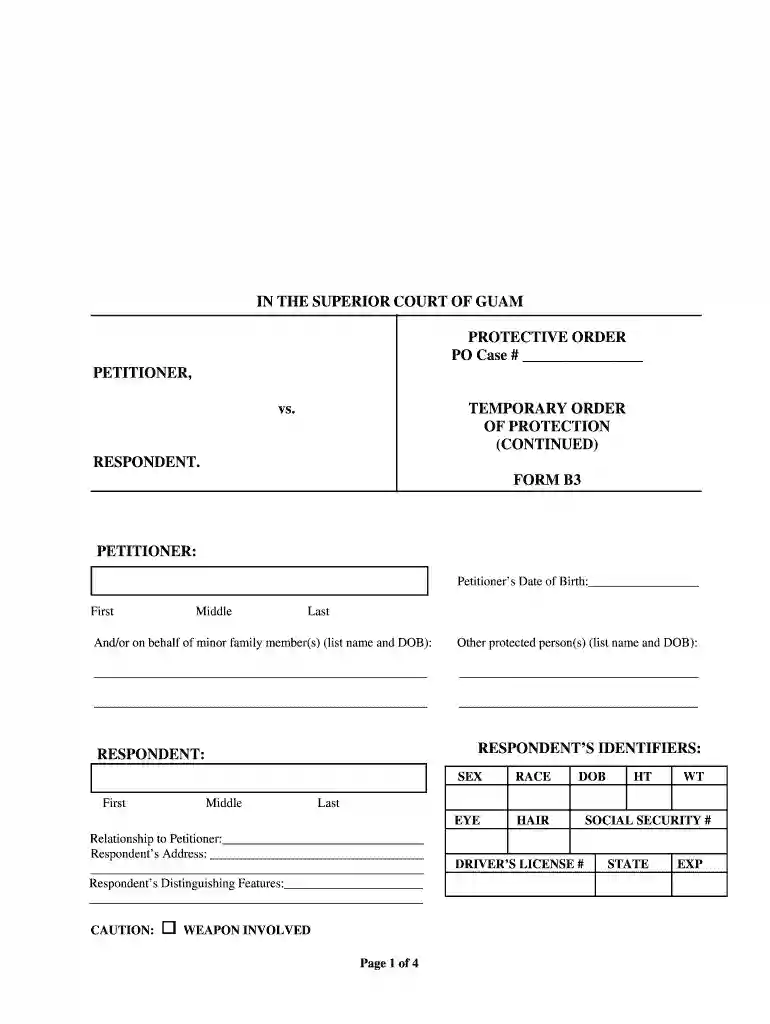 Temporary Order of Protection - Unified Courts of Guam - guamcourts Preview on Page 1