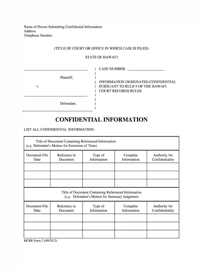 hcrr form Preview on Page 1