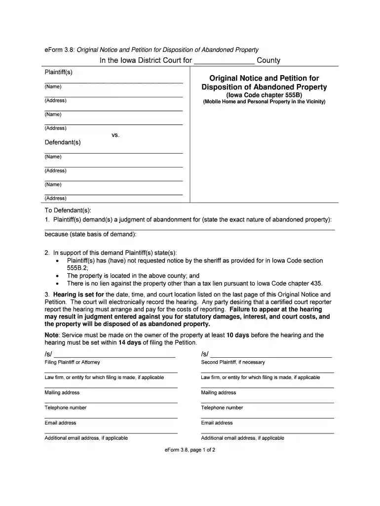 iowa notice abandoned property sample Preview on Page 1