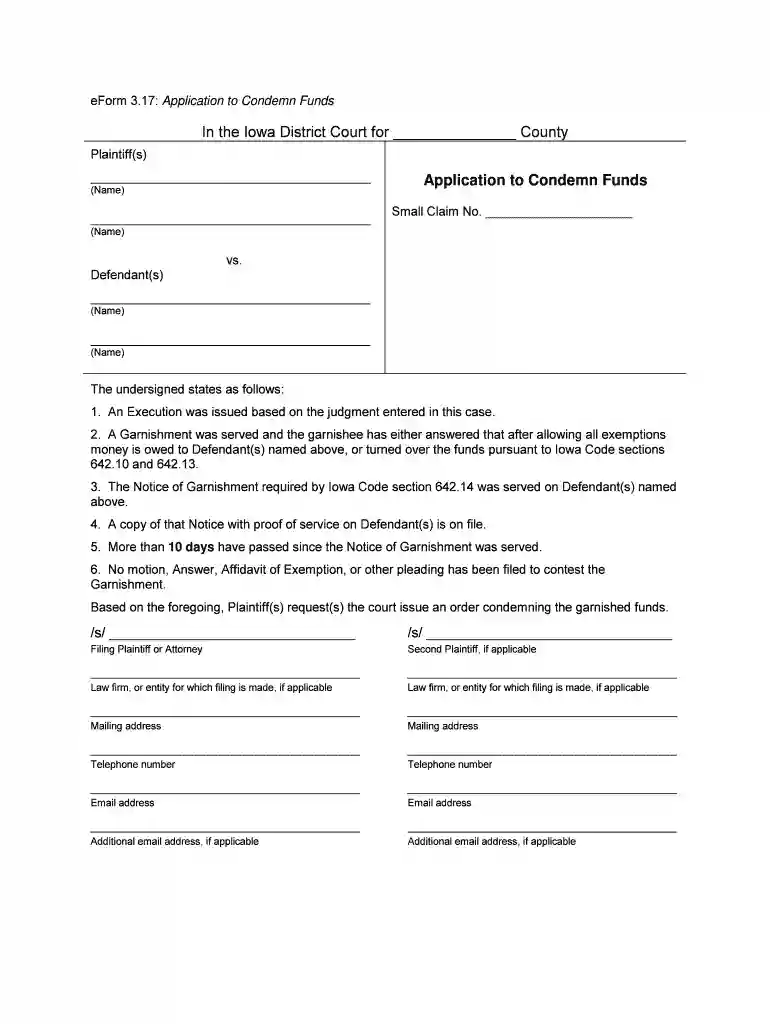 order to condemn funds iowa Preview on Page 1