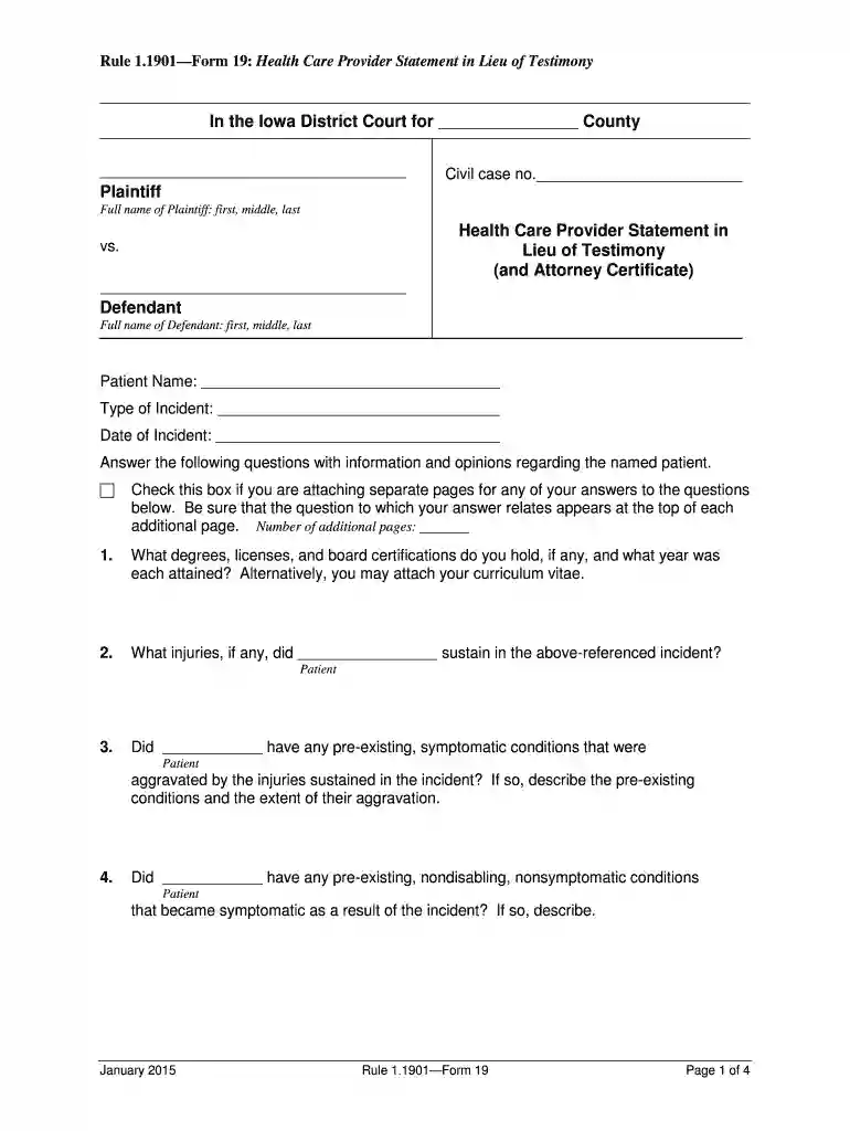 form 19 health Preview on Page 1