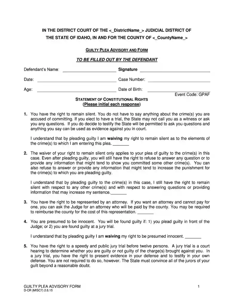 IN THE DISTRICT COURT OF THE JUDICIAL - isc idaho Preview on Page 1